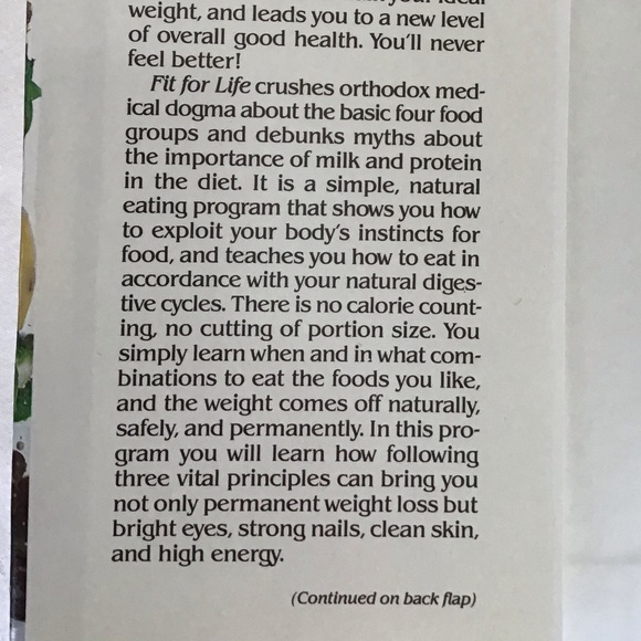 Fit For Life Natural Body Cycle Weight Loss Plan Hardcover Book - Picture 4 of 12